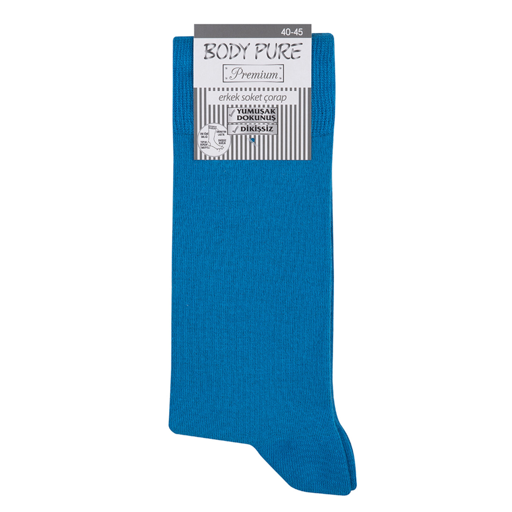 Body Pure Premium Erkek Soket Çorabı Saks 40/45