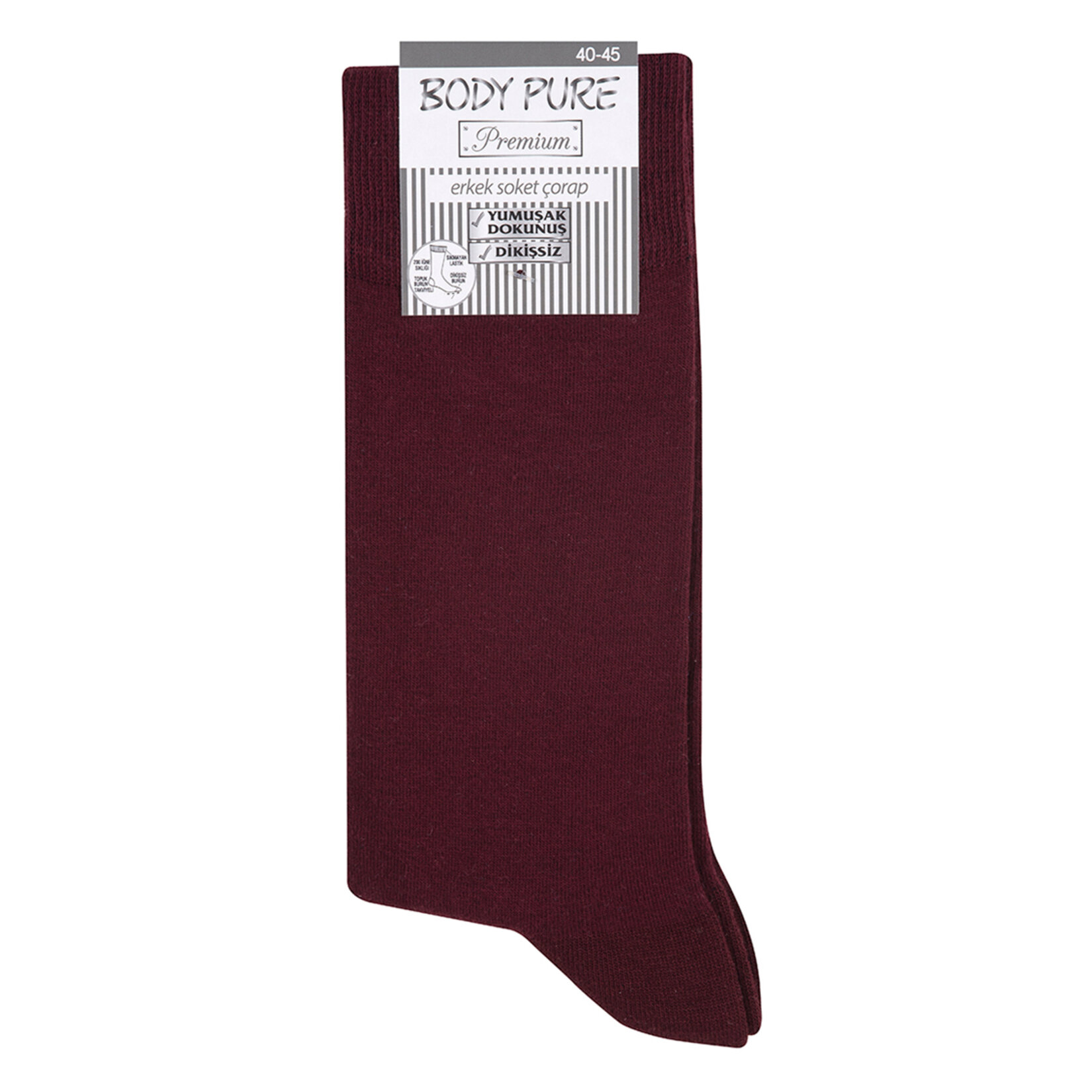 Body Pure Premium Erkek Soket Çorabı Bordo 40/45