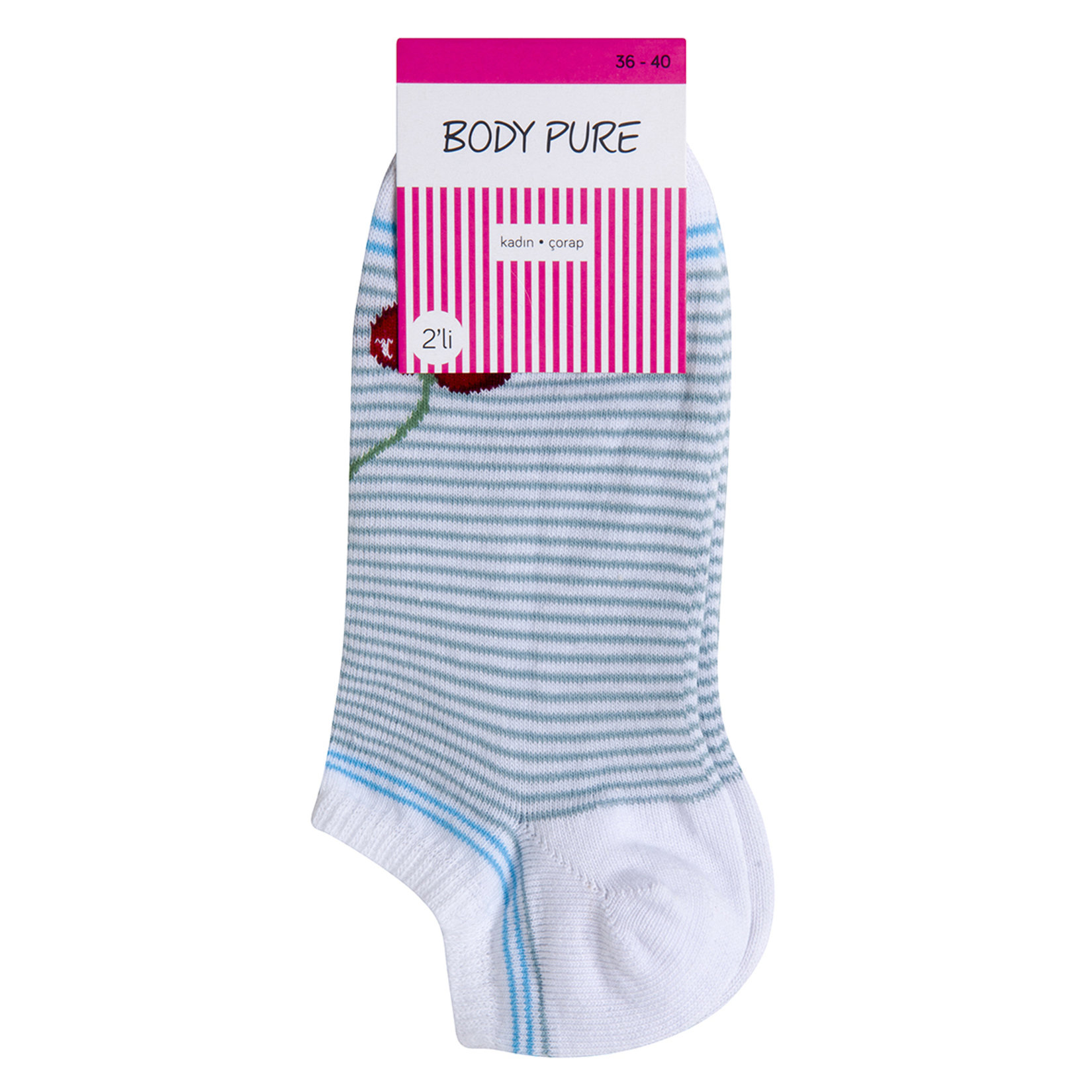 Body Pure 2'li Patik Kadın Çorabı 4001 Y19