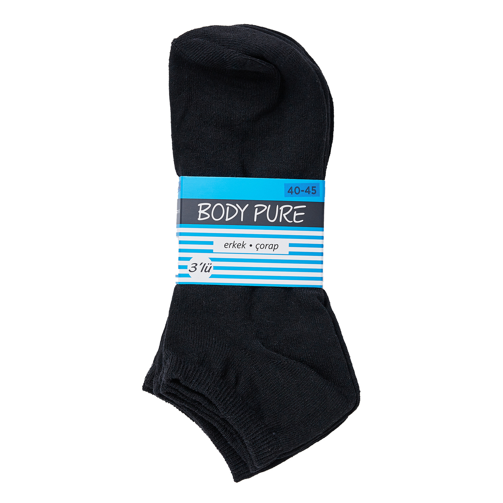 Body Pure 3'lü Erkek Patik Çorabı 40/45 - Görsel 1