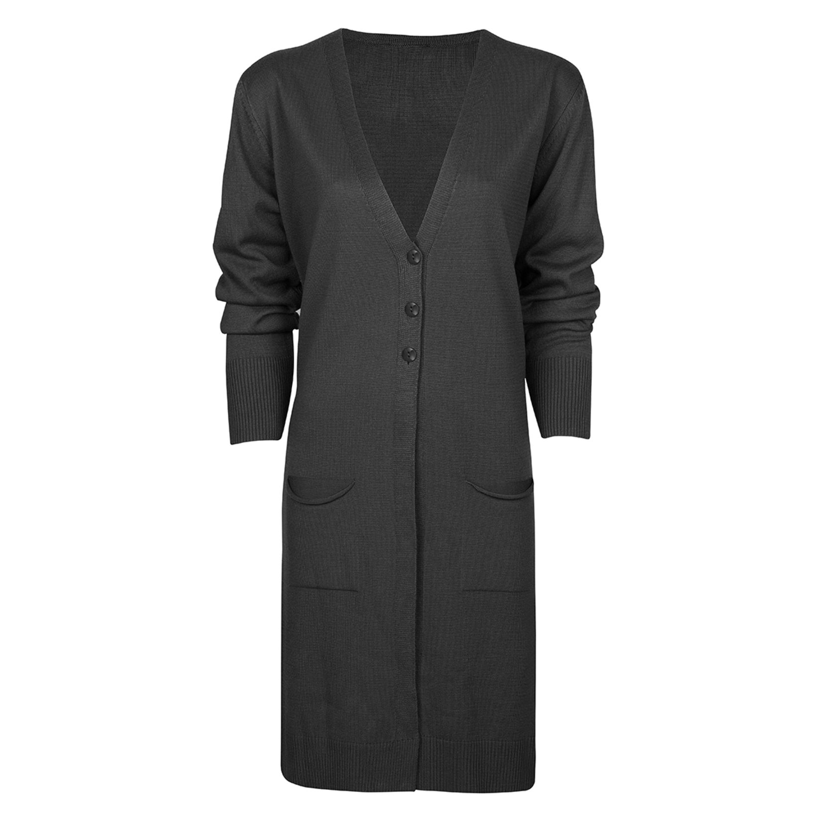 Tuğra Spor Cepli Uzun Kadın Hırka S-xl Siyah K19
