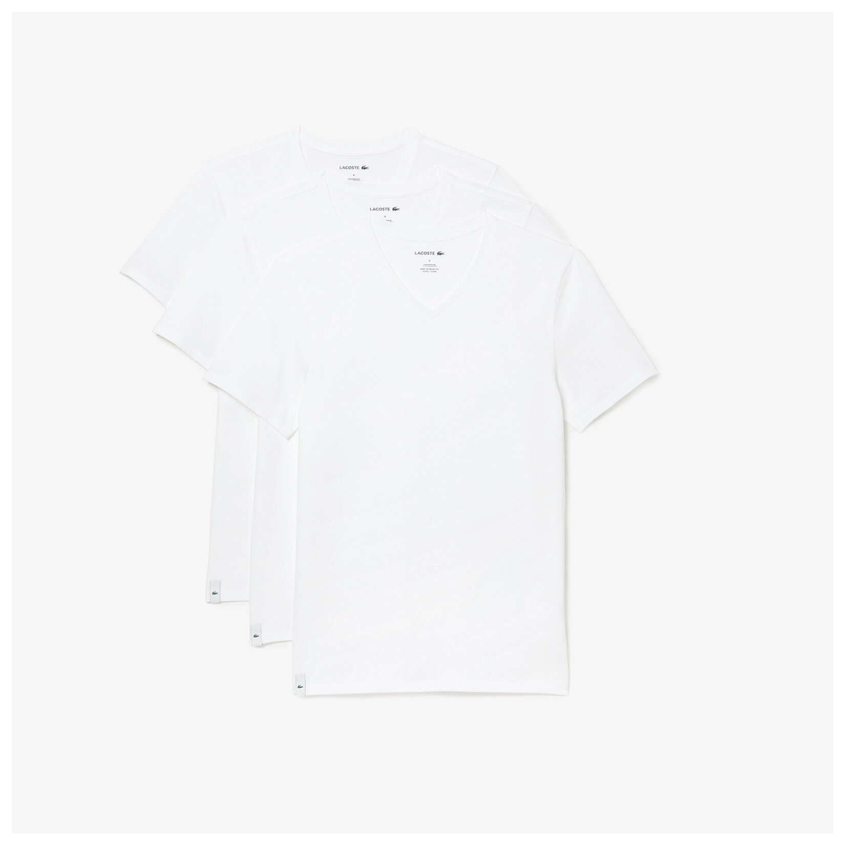 Lacoste TH34 3'lü Erkek Bisiklet Yaka T-Shirt Beyaz L - Görsel 1