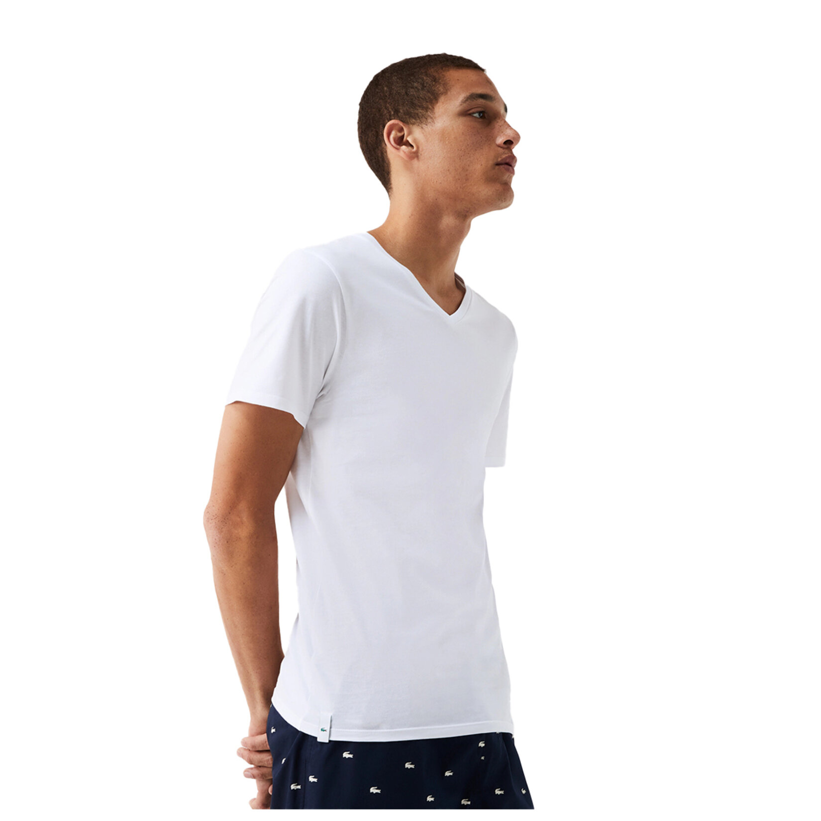 Lacoste TH34 3'lü Erkek Bisiklet Yaka T-Shirt Beyaz L - Görsel 2