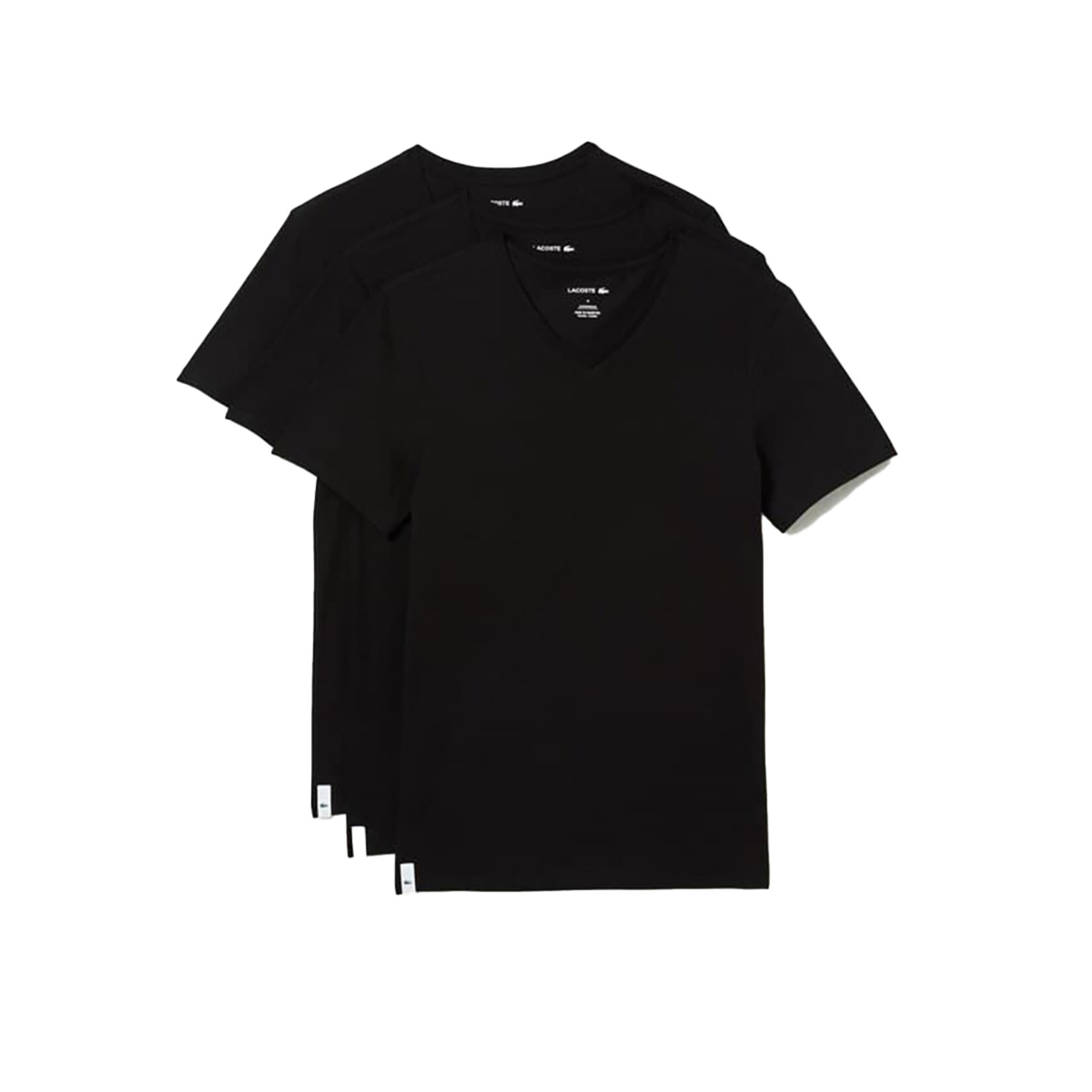 Lacoste TH3374 3'lü Erkek V Yaka T-Shirt Çok Siyah S