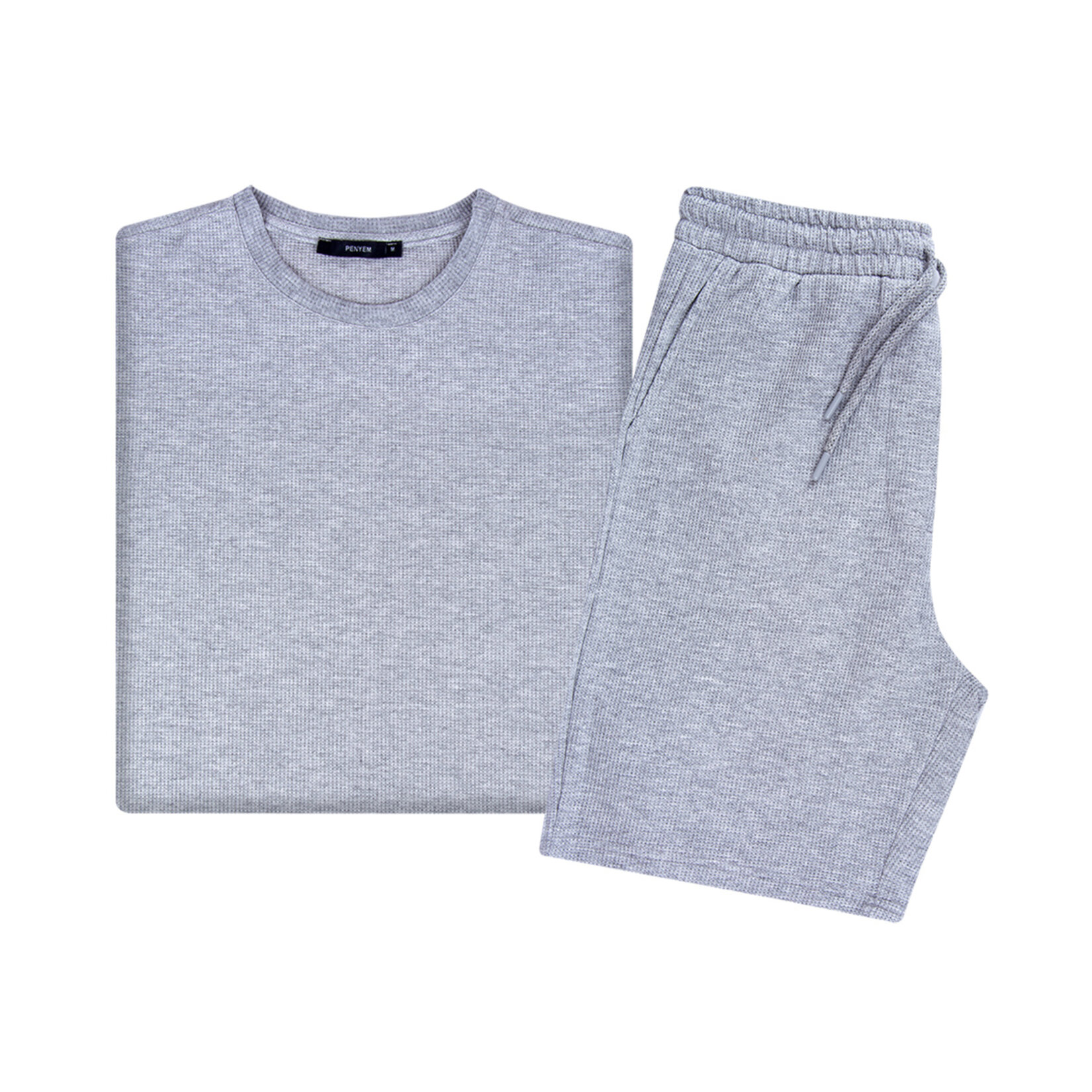 Penyem Erkek Waffle Şortlu Takım Gri