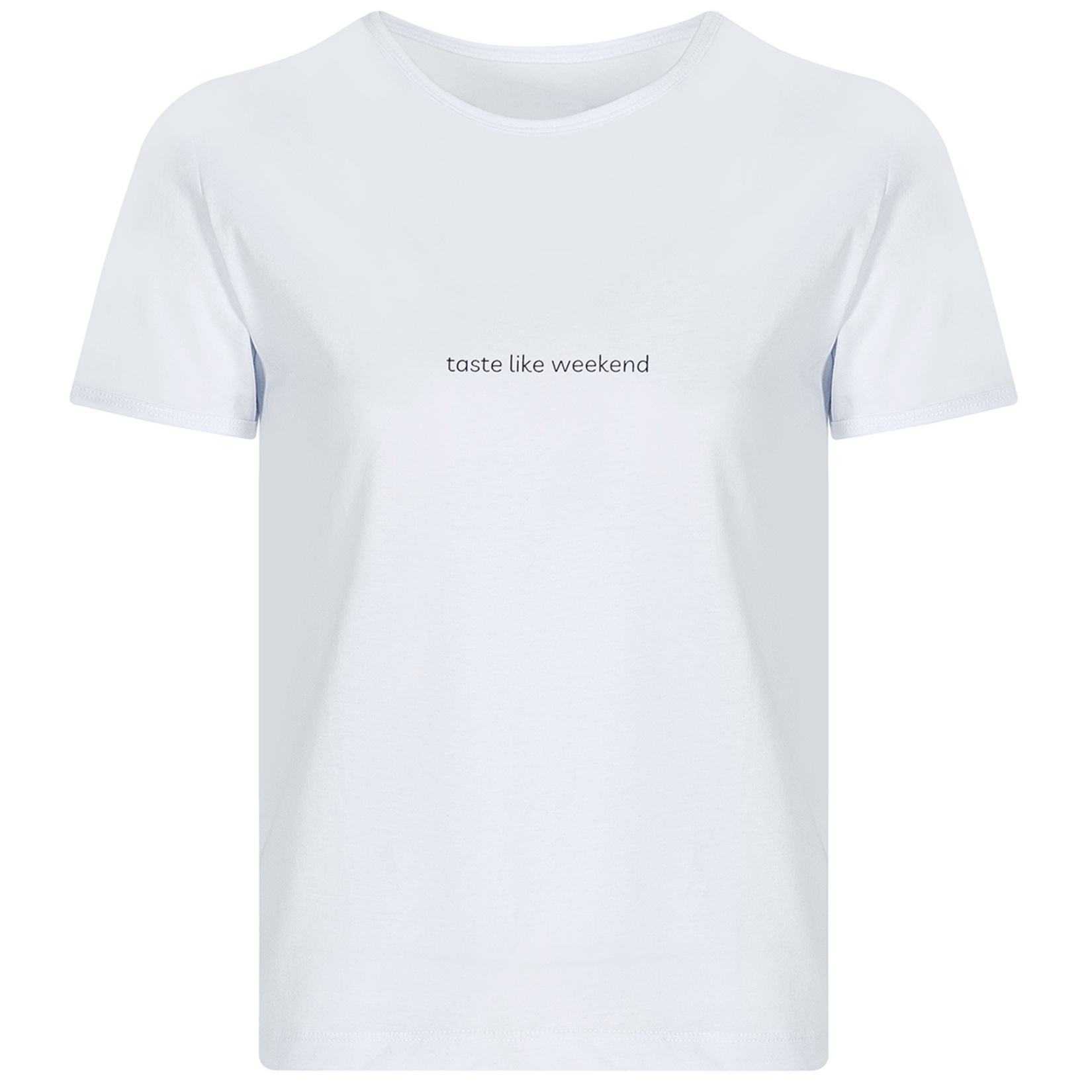 Yaase Kadın Beyaz Bisiklet Yaka T-shirt Taste Like Weekend XL