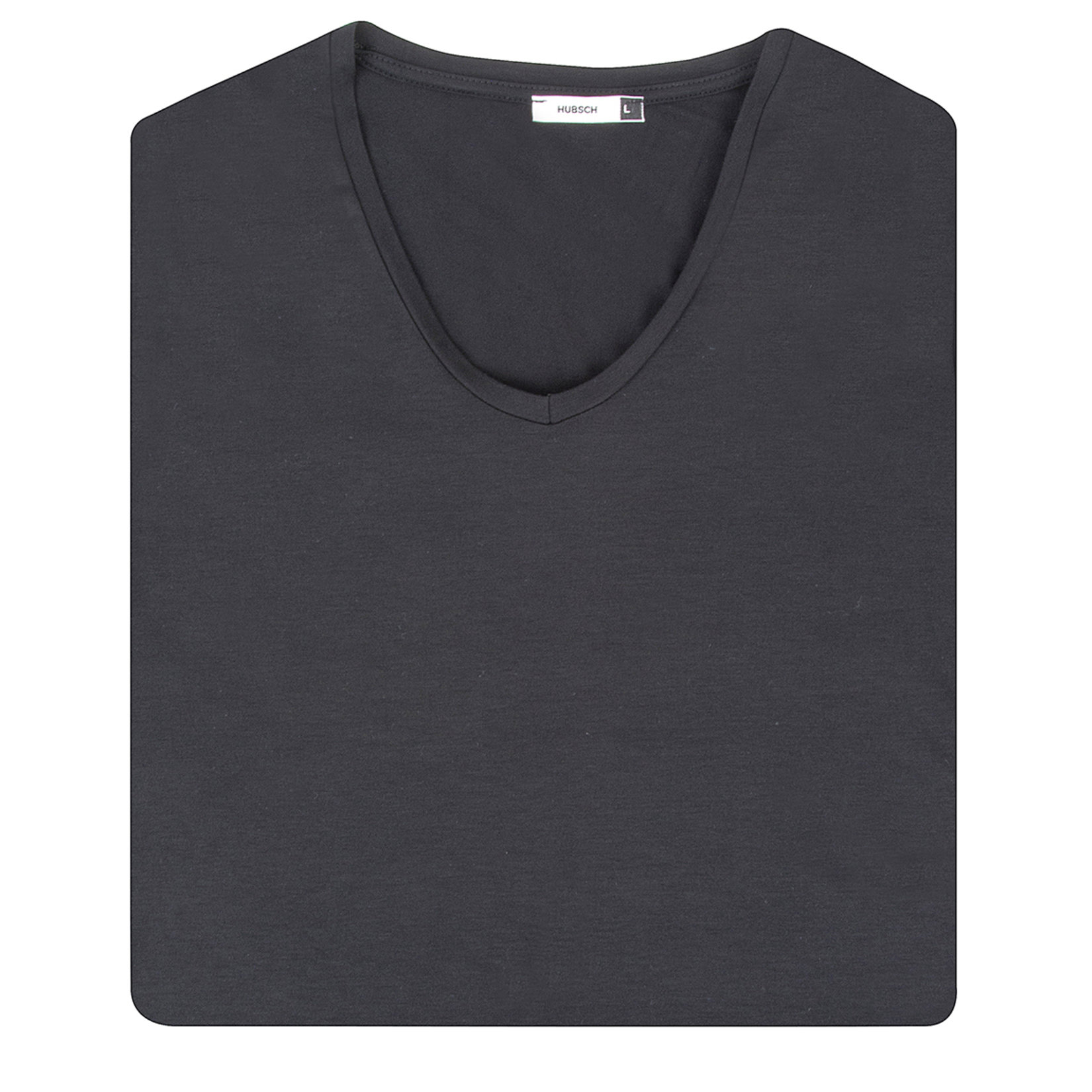 Hubsch V-Yaka Düz Viskon Kadın Tshirt Siyah