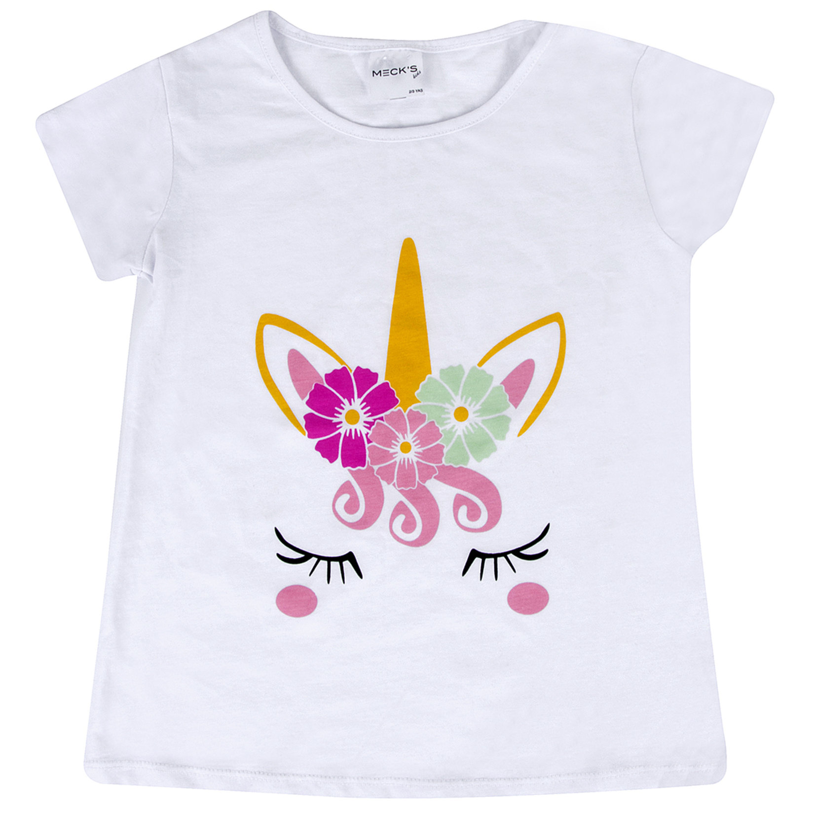 Meck's Baskılı Kız Çocuk Tshirt Beyaz
