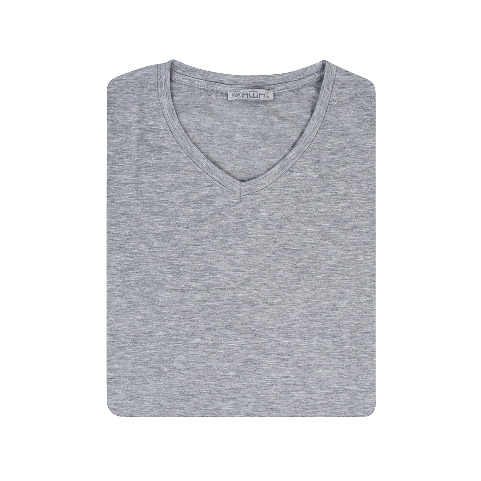 Hwn Kadın Basic V Yaka Tshirt Gri L