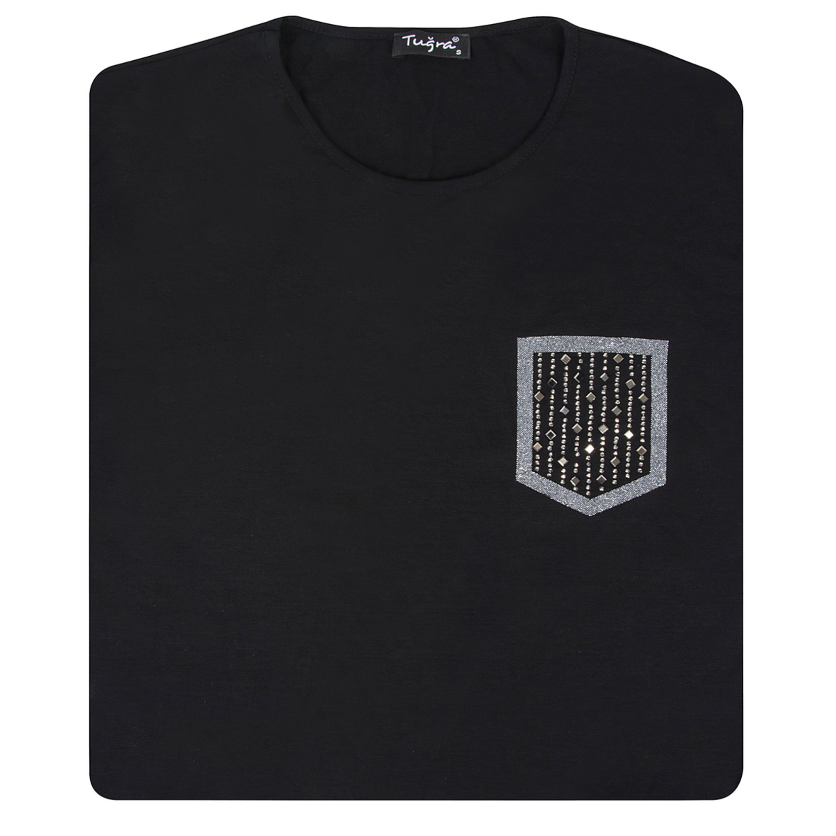 Tuğra Zımbalı Cepli Kadın Tshirt Siyah