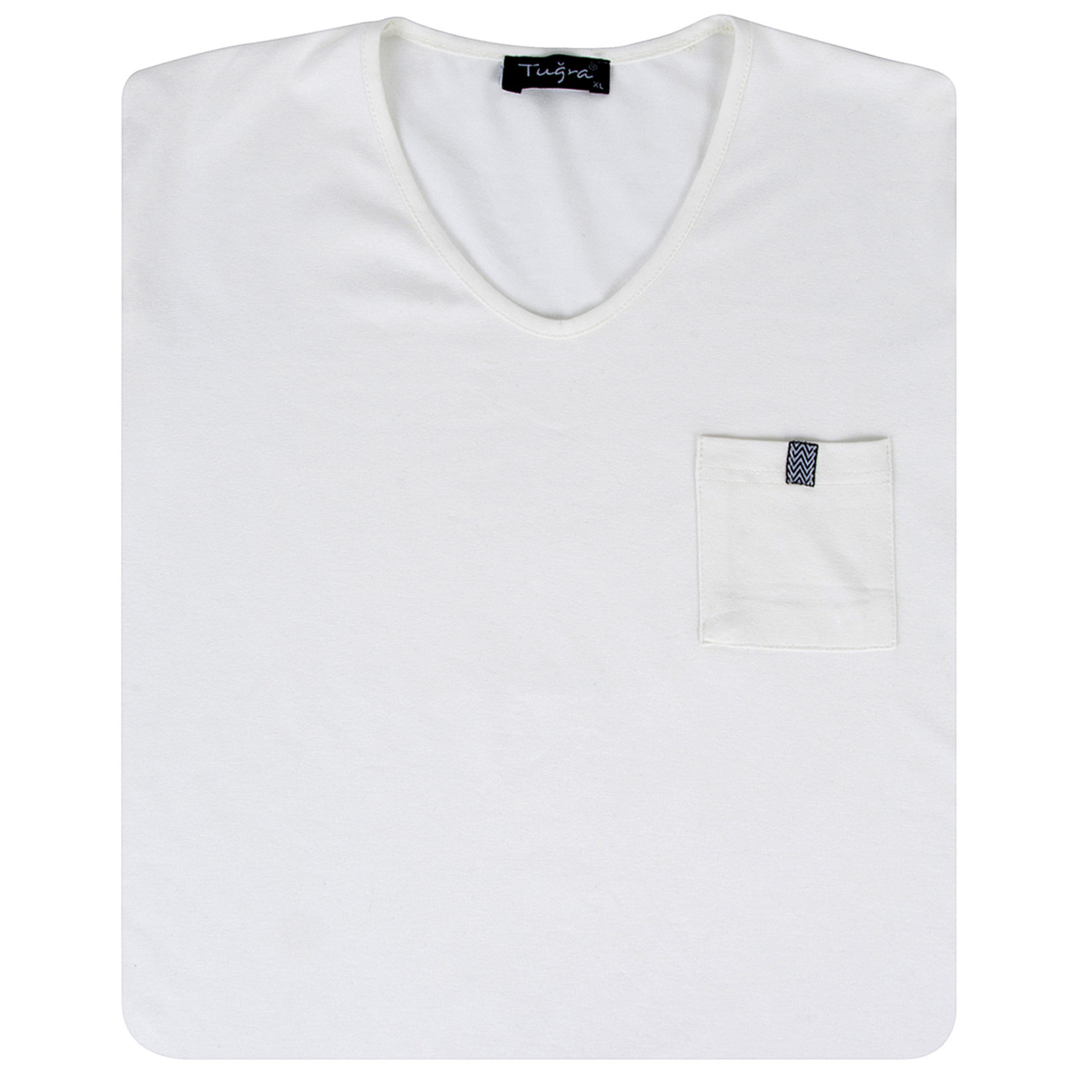 Tuğra Şeritli-Cepli Kadın Tshirt Beyaz