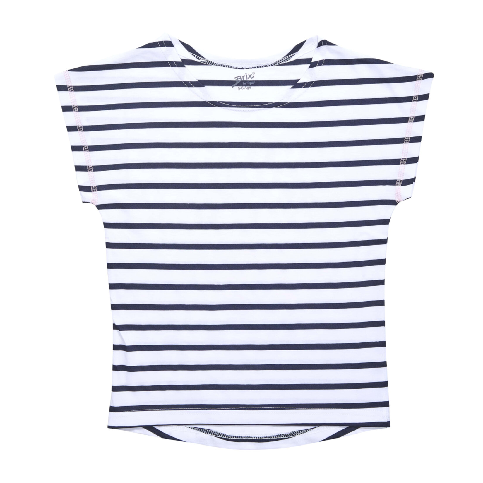 Brix Kız Çocuk Çizgili T-Shirt Lacivert 7/8 Yaş