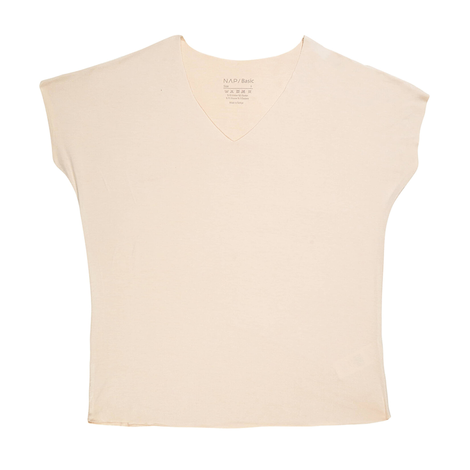 Nap Kadın Viscon V Yaka Tshirt Camel M 