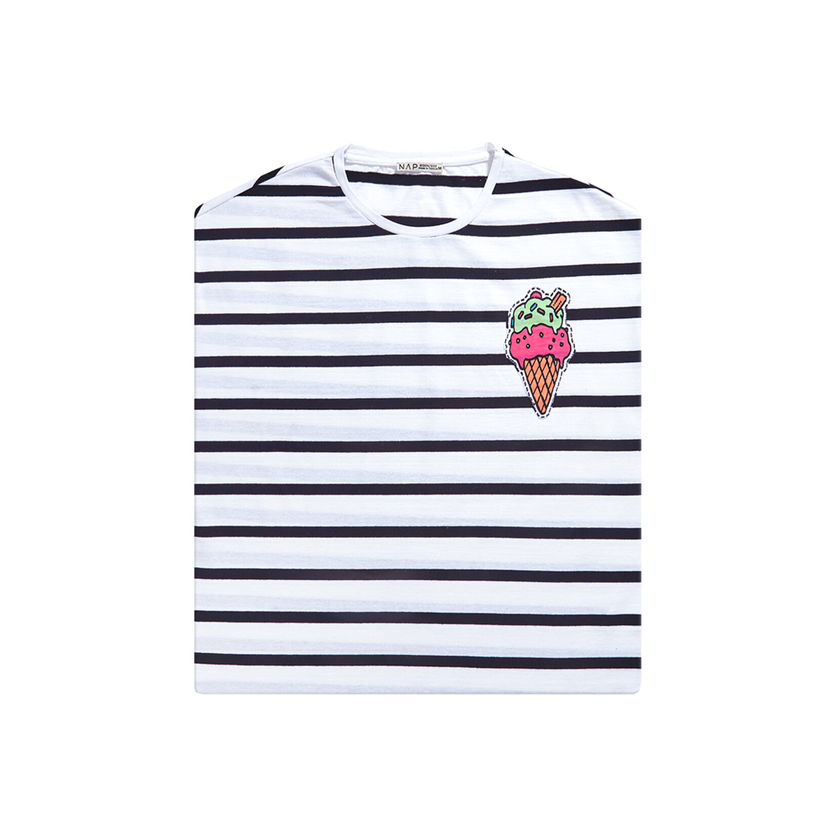 Nap Kadın Çizgili Baskılı Tshirt Siyah Beyaz L  - Görsel 1