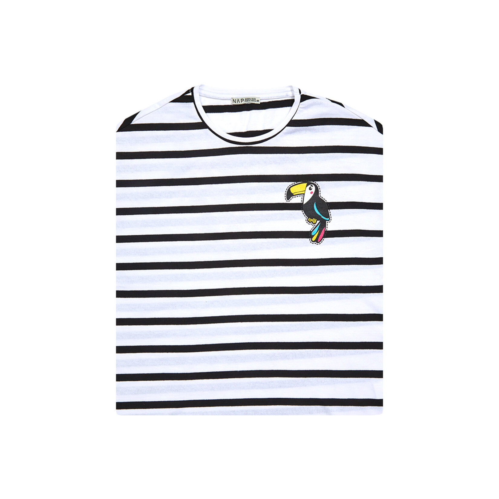 Nap Kadın Çizgili Baskılı Tshirt Siyah Beyaz XL  - Görsel 2