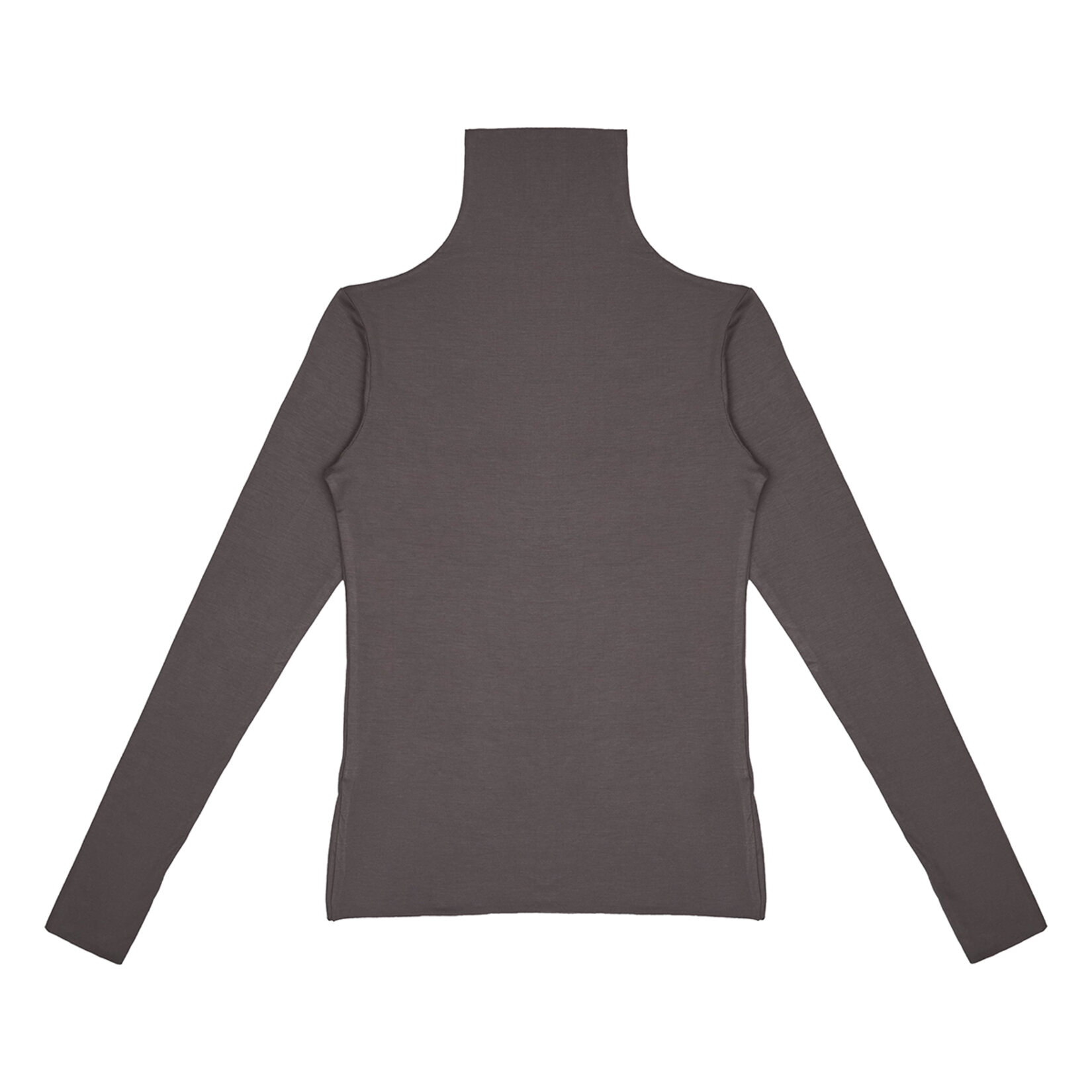 Brix Kadın Viskon Dik Yaka Tshirt Füme S 