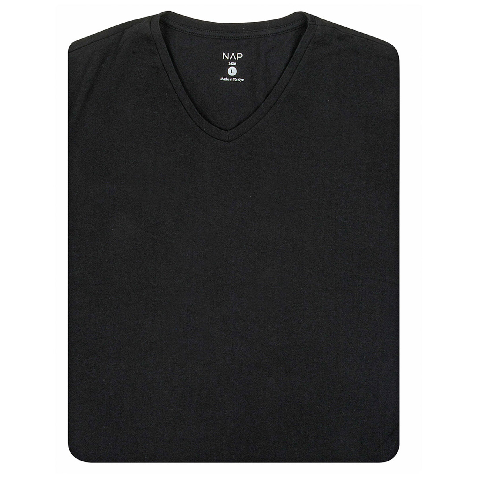 Nap Erkek Basic V Yaka Lycaralı Tshirt Siyah XXL 