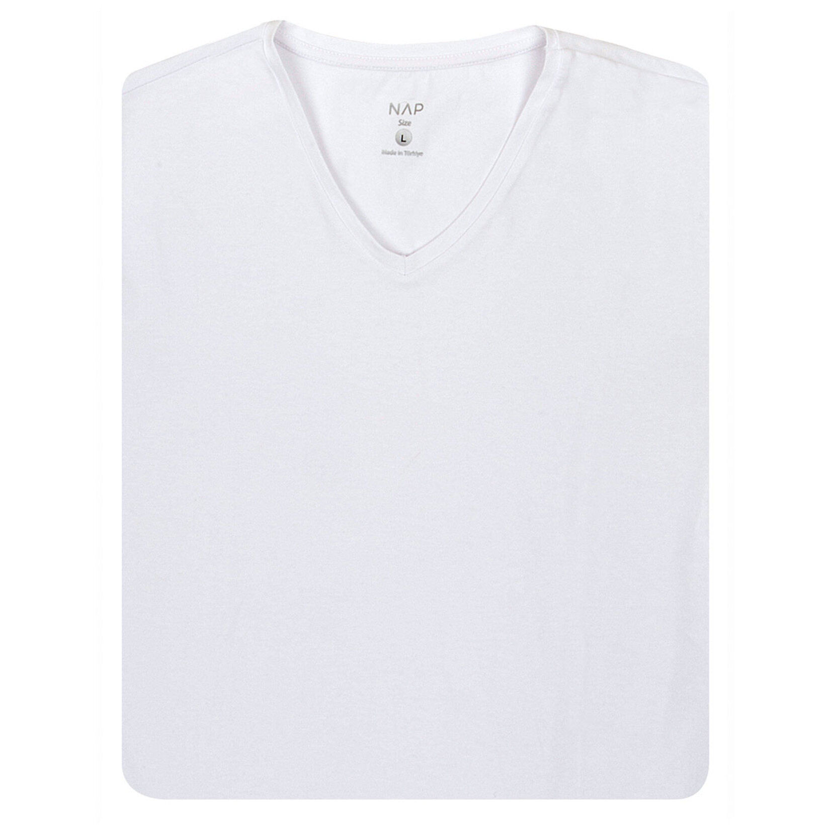 Nap Erkek Basic V Yaka Lycralı Tshirt Beyaz M 