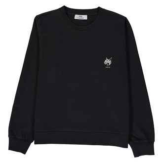 Kiğılı Kadın Bisiklet Yaka Siyah Sweatshirt S-M-L