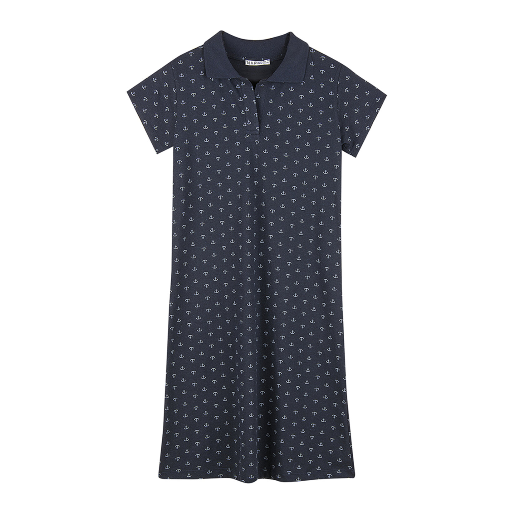 Nap Kadın Desenli Polo Yaka Elbise Lacivert S 