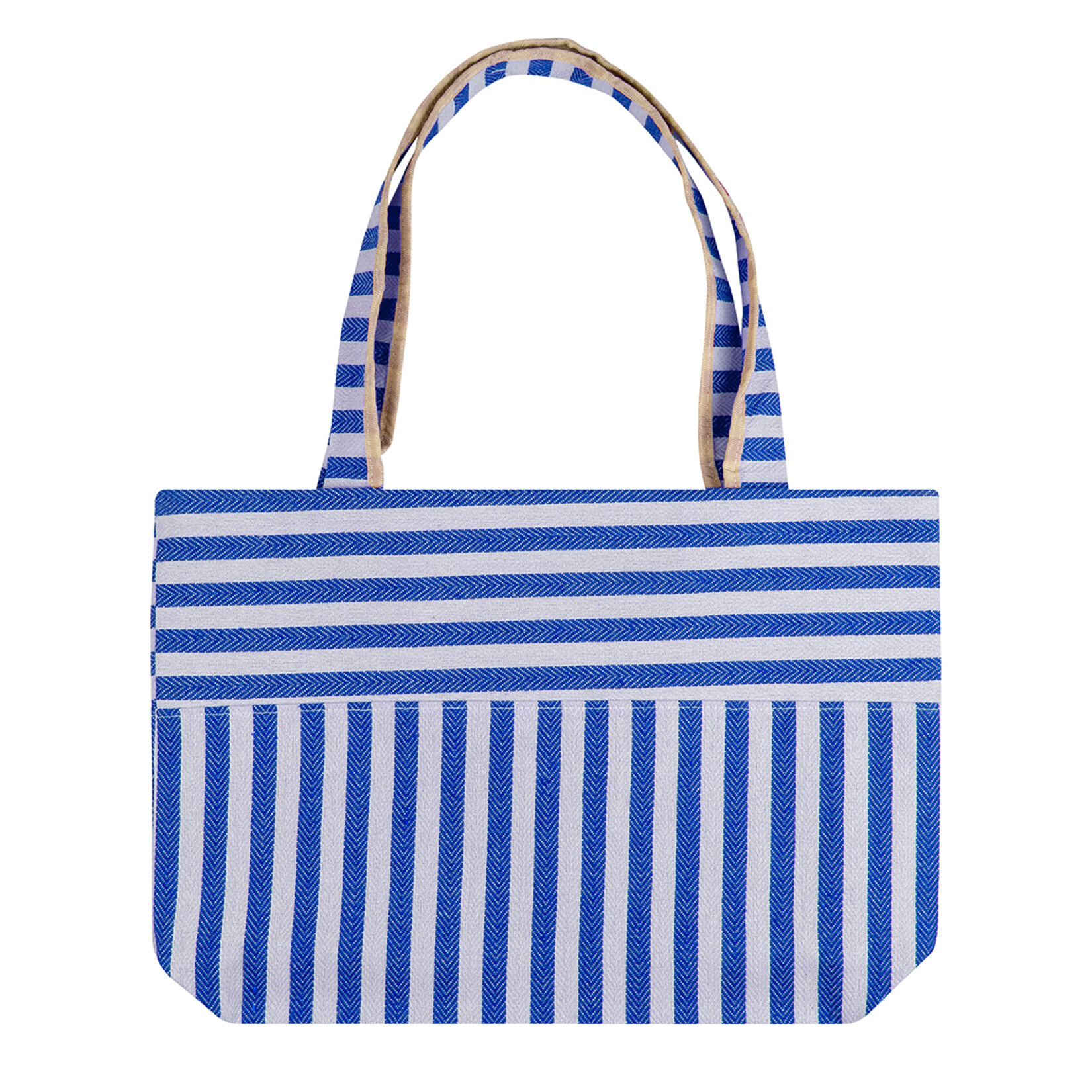 Rengarenk Çizgili Keten Plaj Çantası - Görsel 2