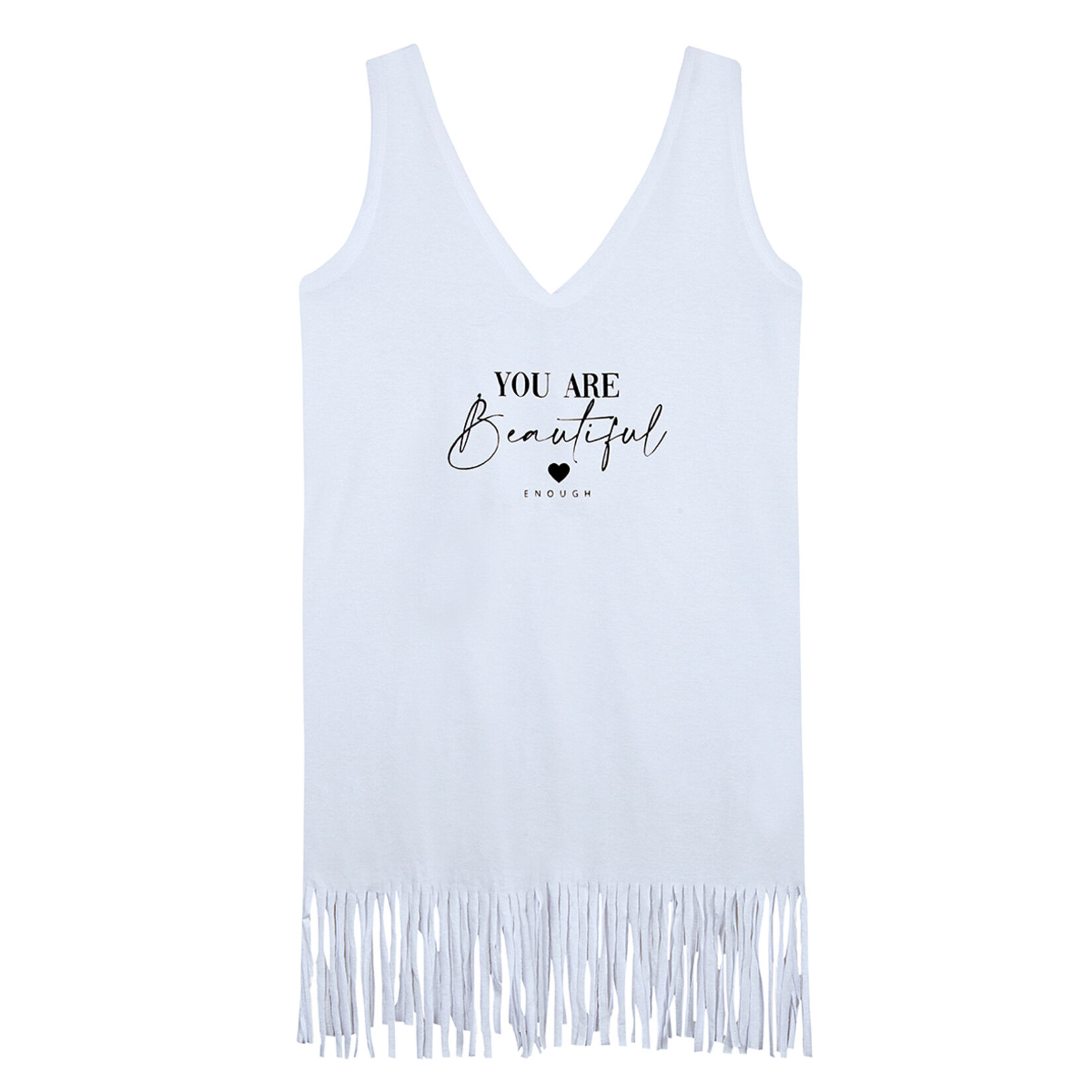 Nap Kadın Püsküllü Plaj Elbisesi Beyaz Standart - Görsel 1