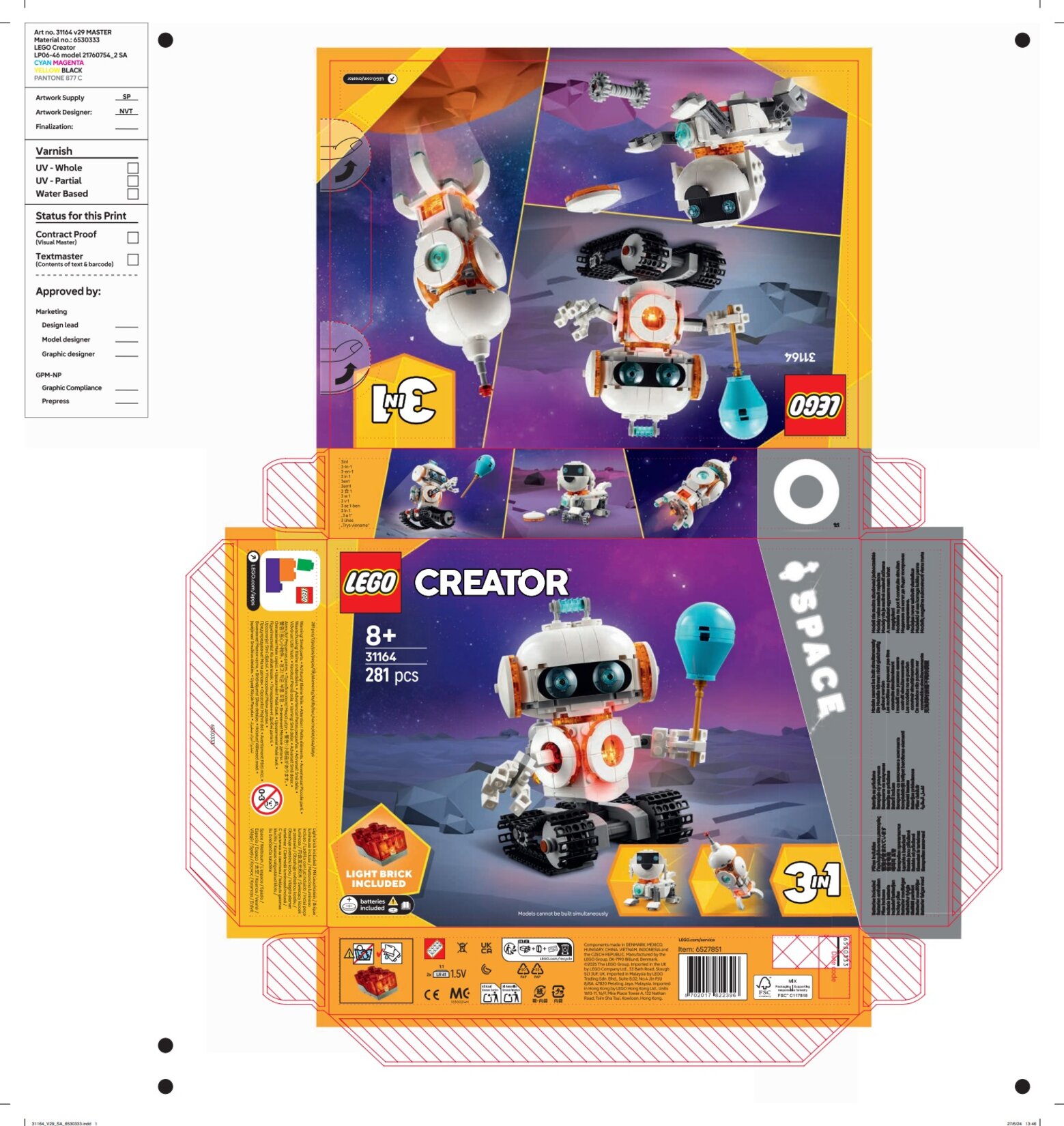Lego Creator 3'ü 1 Arada Uzay Robotu 8+ Yaş 281 Parça | Tazedirekt