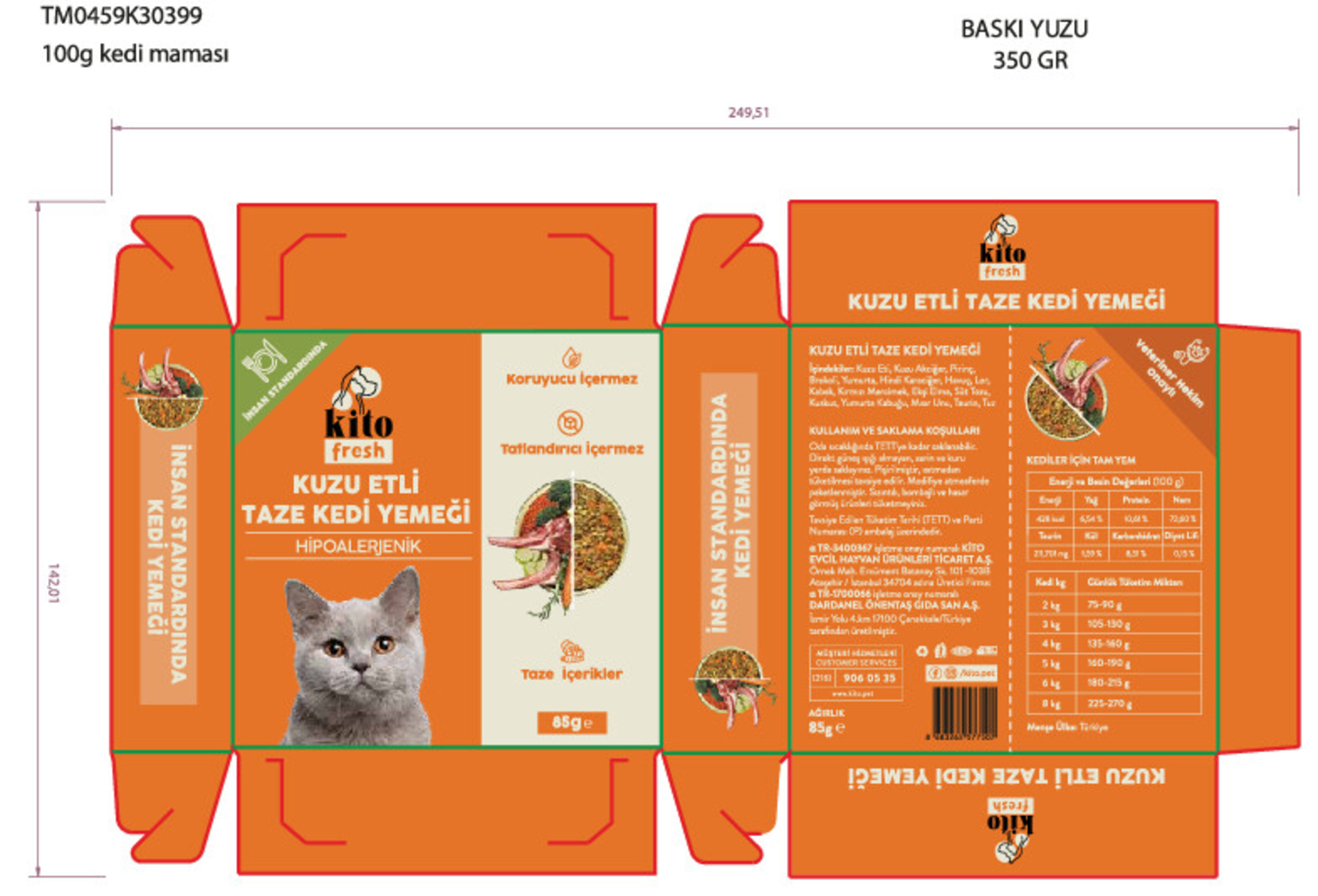 Kuzu Etli Taze Kedi Yemeği / Mama 85 g | Tazedirekt