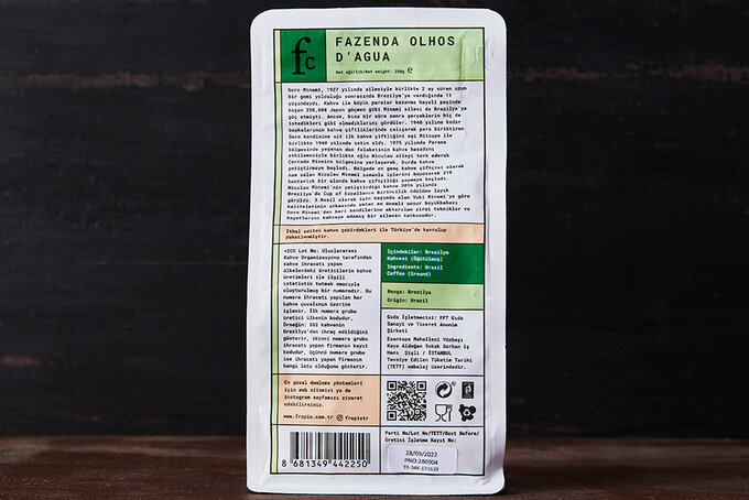 Öğütülmüş Filtre Kahve Fazenda Olhos D'agua 250 g