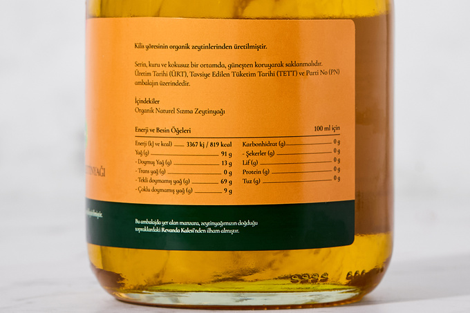 Organik Naturel Sızma Zeytinyağı Soğuk Sıkım 500 ml