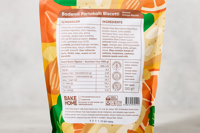 Glutensiz Bademli Portakallı Biscotti 120 g