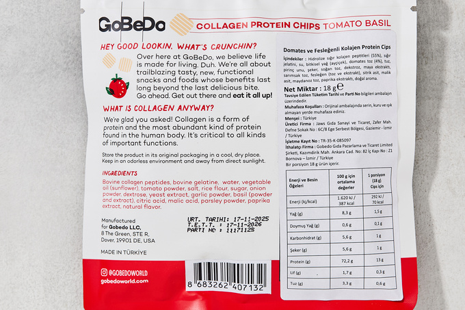 Kolajen Protein Cips (Domates & Fesleğen) 18 g