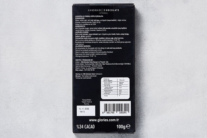 Lavantalı ve Fındıklı Sütlü Çikolata 100 g