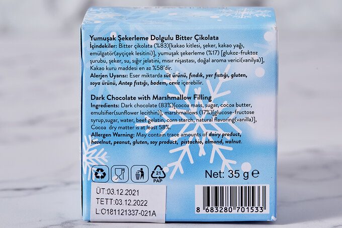 Yumuşak Şekerleme Dolgulu Bitter Çikolata 30 g
