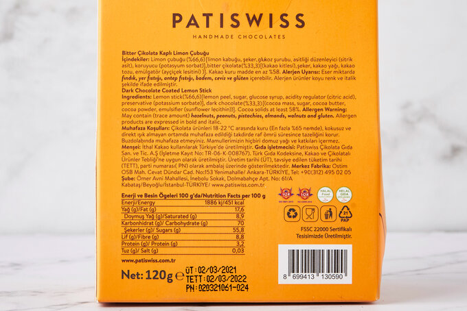 Bitter Çikolata Kaplı Limon Stick 120 g