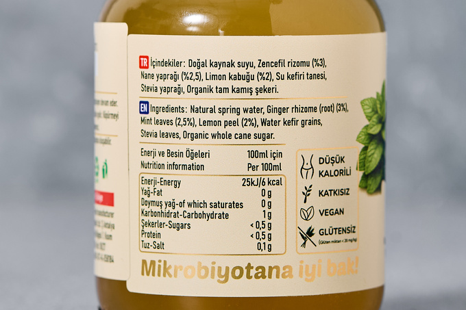 Nane, Limon Kabuğu & Zencefil Su Kefiri 230 ml