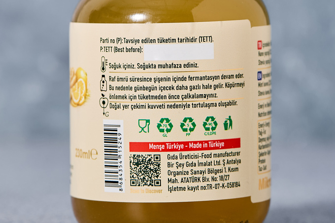 Nane, Limon Kabuğu & Zencefil Su Kefiri 230 ml