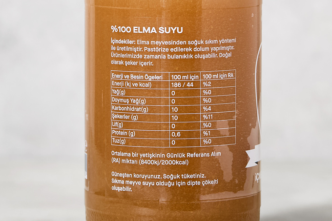 %100 Ekşi Elma Suyu 1 L