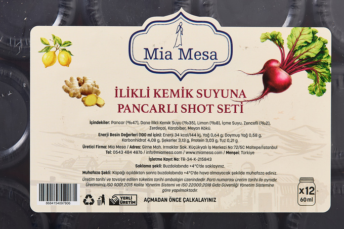 İlikli Kemik Suyuna Pancar Shot Set 12x60 ml