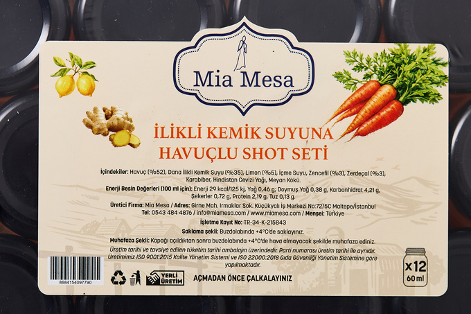 İlikli Kemik Suyuna Havuç Shot Seti 12x60 ml