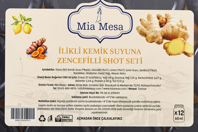 İlikli Kemik Suyuna Zencefil Shot Seti 12x60 ml