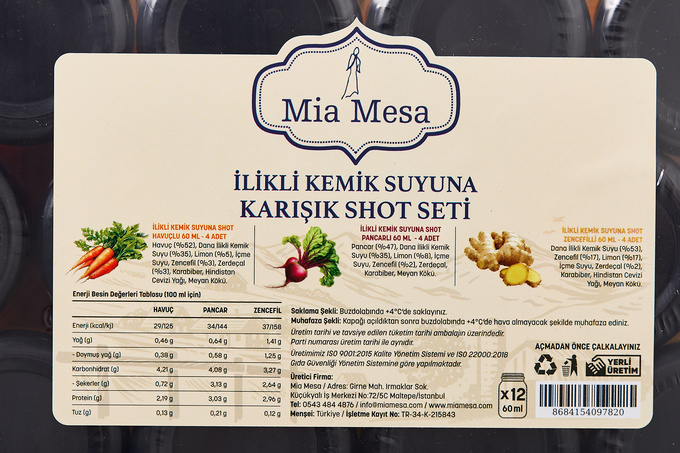 İlikli Kemik Suyuna Karışık Shot Seti 12x60 ml
