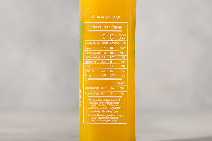 %100 Mandalina Suyu 250 ml