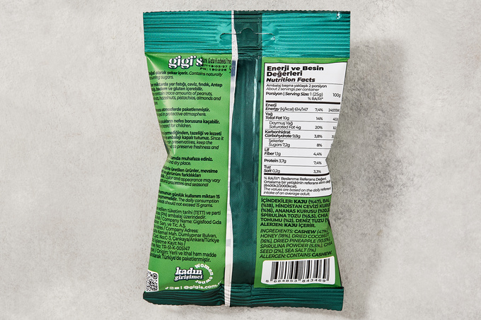 Kaju, Ananas ve Hindistan Cevizli Ballı Atıştırmalık 50 g