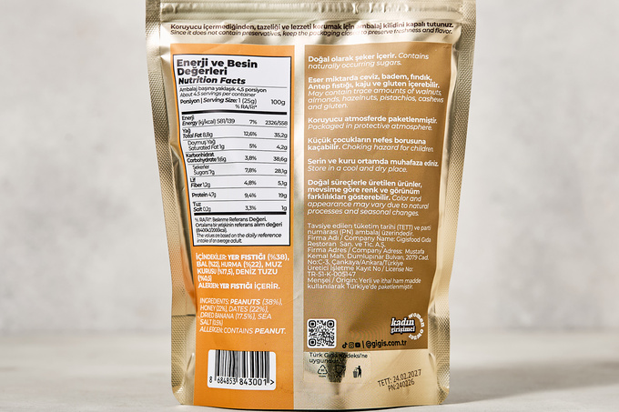 Yer Fıstığı, Hurma ve Muzlu Ballı Atıştırmalık 115 g