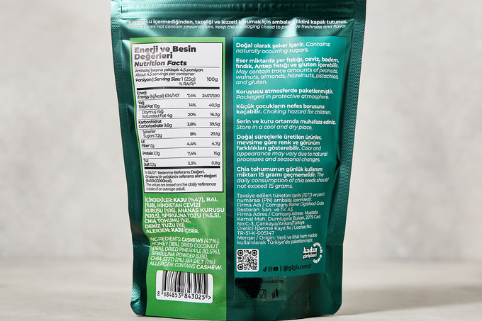 Kaju, Ananas ve Hindistan Cevizli Ballı Atıştırmalık 115 g