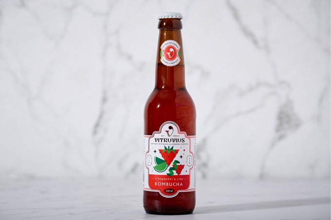 Çilek ve Misket Limonlu Kombucha (Fermente Çay) 330 ml