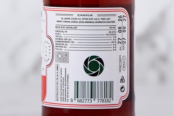 Çilek ve Misket Limonlu Kombucha (Fermente Çay) 330 ml