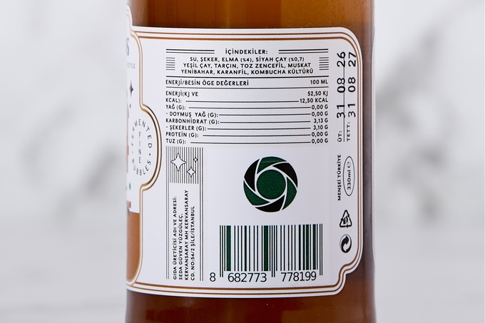 Elmalı ve Baharatlı Kombucha (Fermente Çay) 330 ml