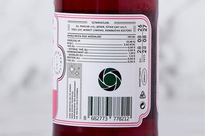 Pancar ve Misket Limonlu Kombucha (Fermente Çay) 330 ml